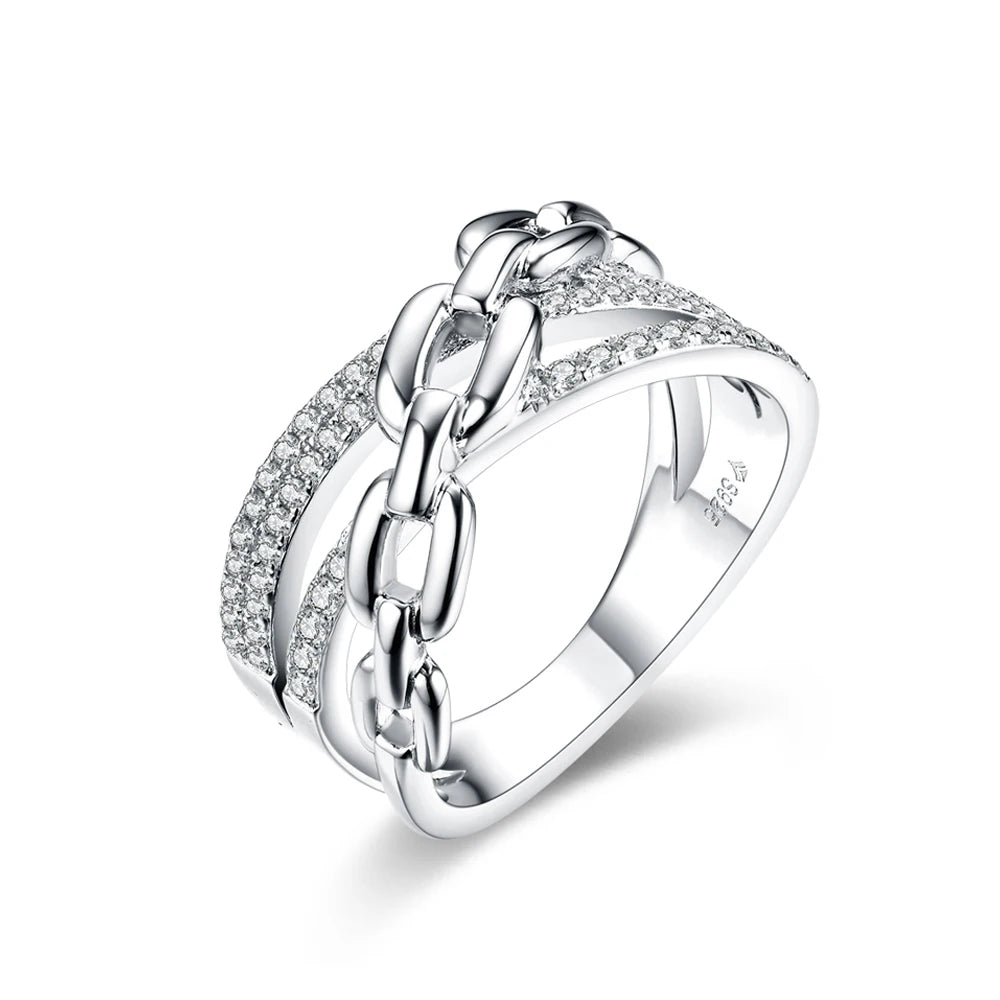 MINTYBOX S925 Anillo de moissanita con diamantes completos para mujer, de plata de ley chapada en oro de 18K, anillos de compromiso entrelazados, regalo de joyería fina