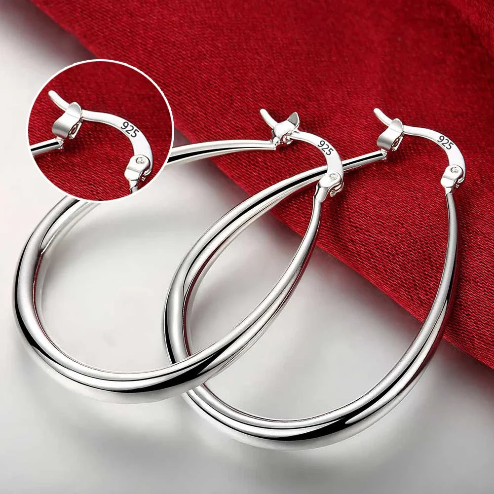 Hochwertige 925 Sterling Silber Ohrringe Schlichte runde Creolen für Frauen Mode Hochzeit Verlobung Charm Schmuck