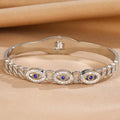 Mode Edelstahl Armband für Damen Herren Böser Blick Manschettenarmreifen Vergoldete Federverschluss Glücksbringer Schmuck Zubehör