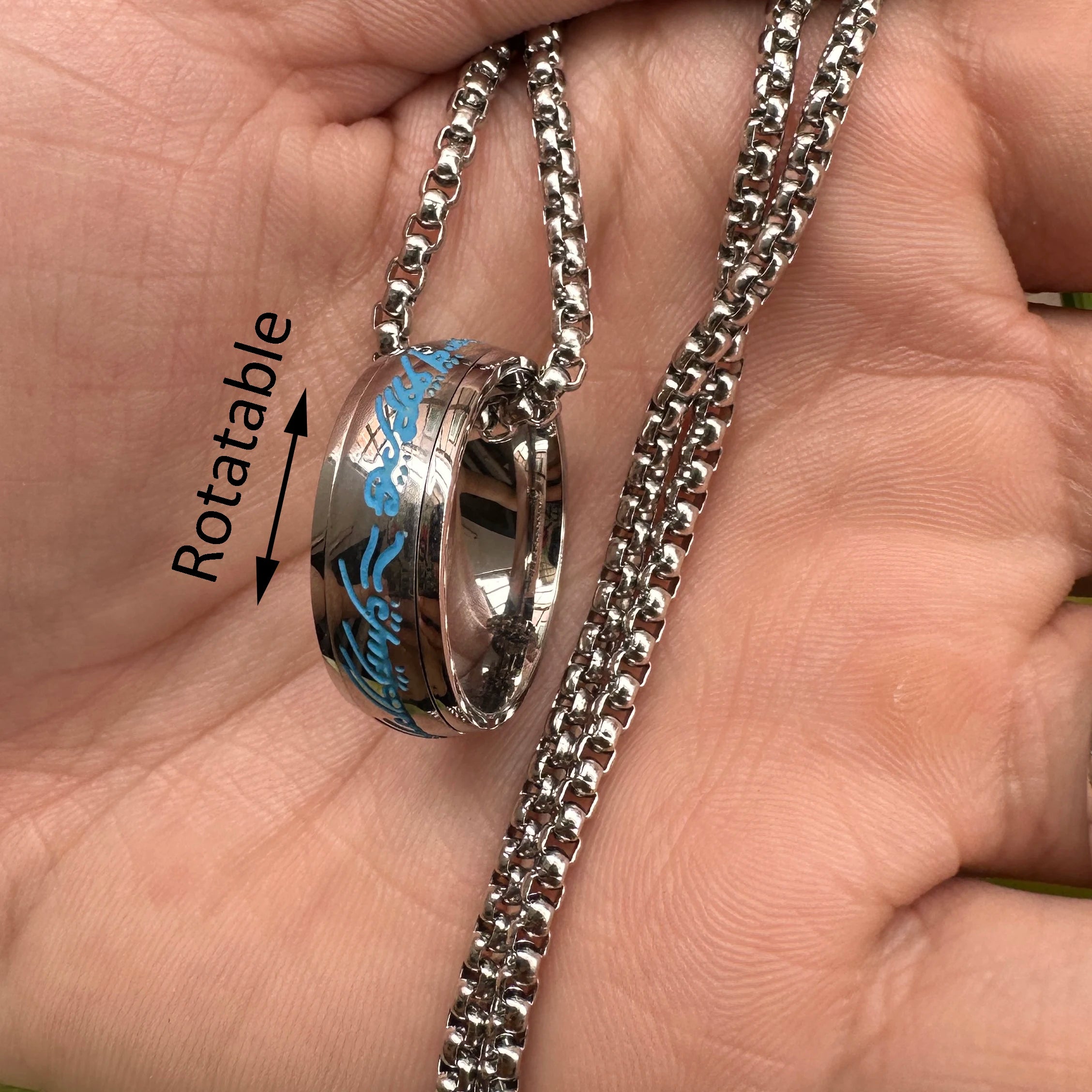 2024 Neuer Trendiger Einfacher 3D Geschnitzter Glaubensring Edelstahl Paar Farbig Plattierte Kettenringe Retro Herrenschmuck Geschenke Custom