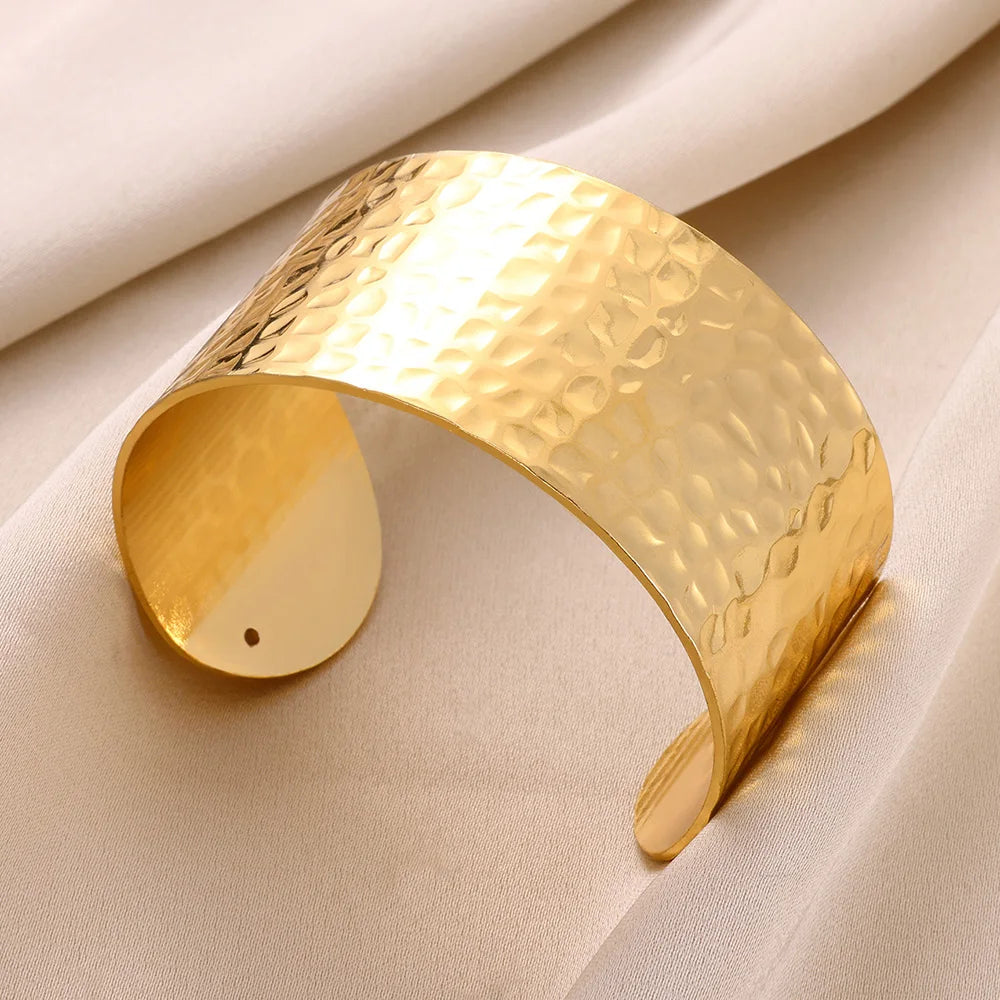 Vintage unregelmäßiges Armband für Frauen, Edelstahl, Goldfarbe, offener Armreif, exquisite Luxus-Schmuckgeschenk pulseras bijoux