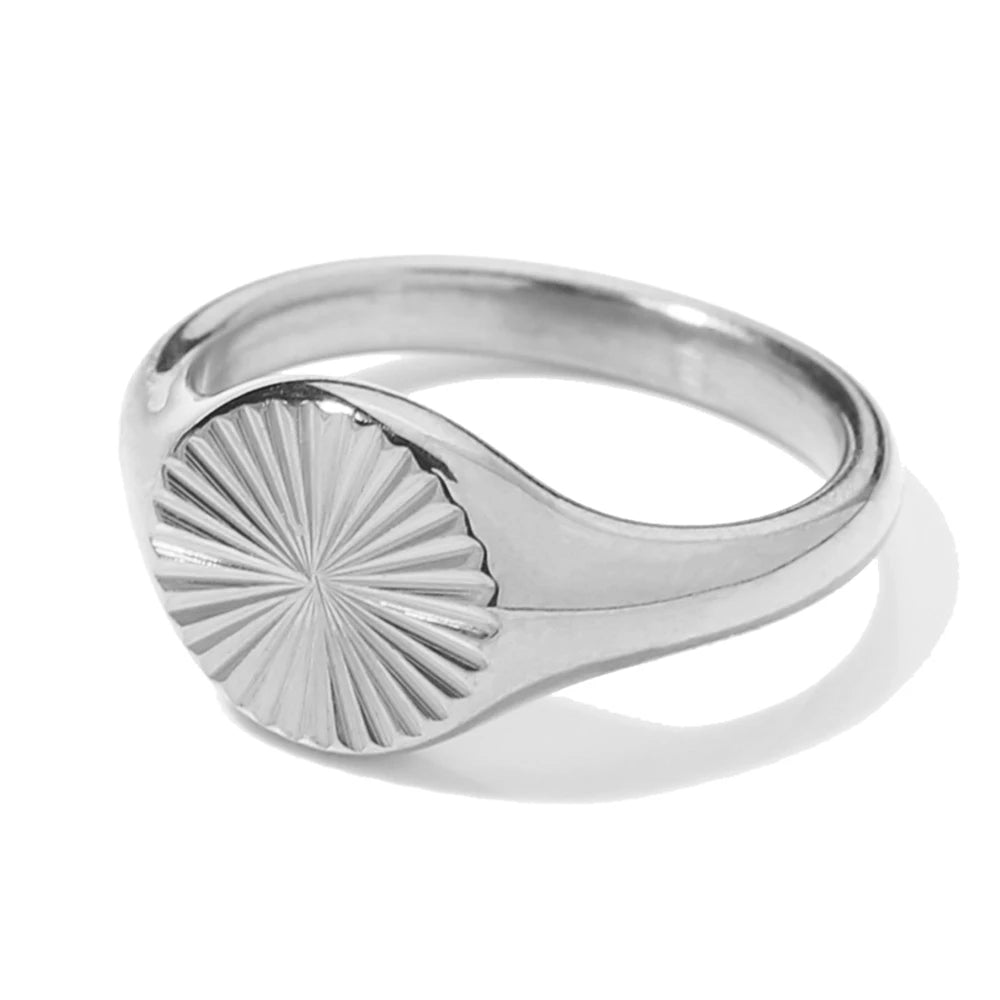 Anillos de acero inoxidable SUNIBI para mujer, color dorado, no se desvanecen, textura de ondas, anillo de sello delicado para mujer, joyería al por mayor