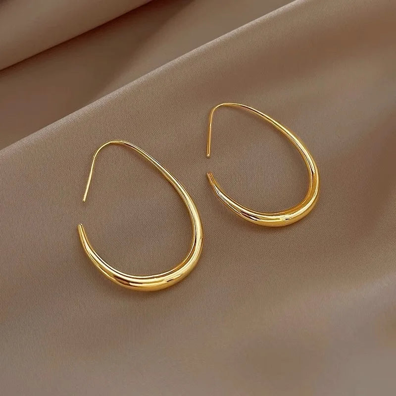 Ohrringe aus Sterlingsilber 925, goldene Ellipse, Creolen, für Frauen, Damen, Hochzeit, Verlobung, weiblicher Schmuck, Geschenk, Geld, 925er Schmuck