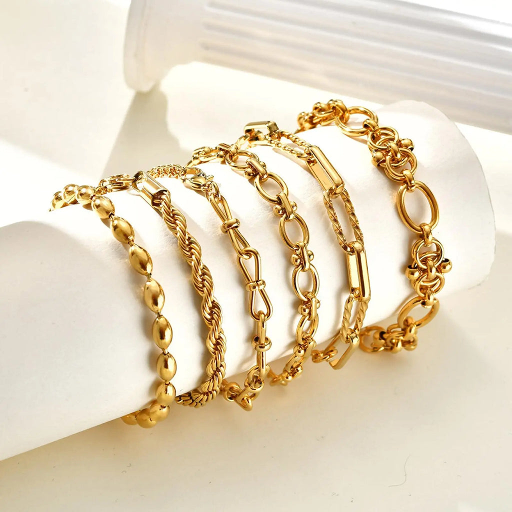 Klobiges Edelstahl-Gliederarmband für Damen, vergoldete Layering-Armbänder Armband Wasserdichter Schmuck