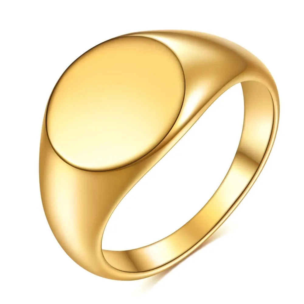 Customized Women Signet Ring Name Letter Pattern Logo Stainless Steel Rings Punk Candid Fashion Jewelry Male Wedding Accessories