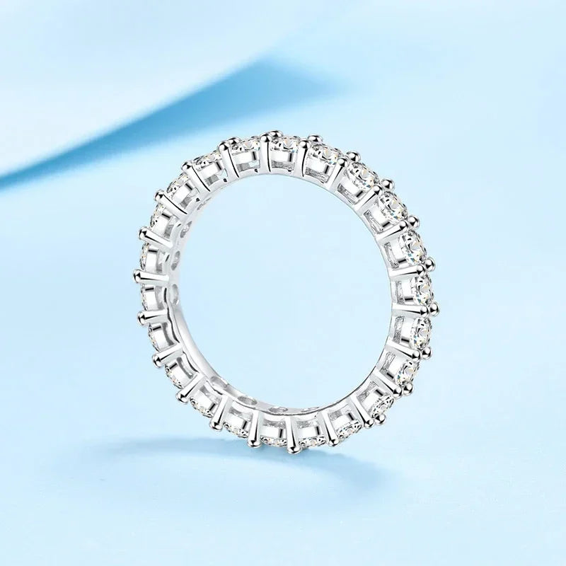 NeeTim 3mm Diamantring für Damen, Moissanit, Sterlingsilber 925 mit Weißgold-Beschichtung, Ehering, Verlobungsband, Luxusringe