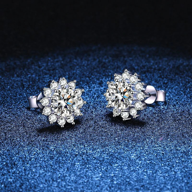 NeeTim 1CT Moissanit Ohrringe für Damen Mädchen 925 Sterling Silber Funkelnder Diamant Ohrstecker Hochzeit Verlobung Schmuck Geschenk