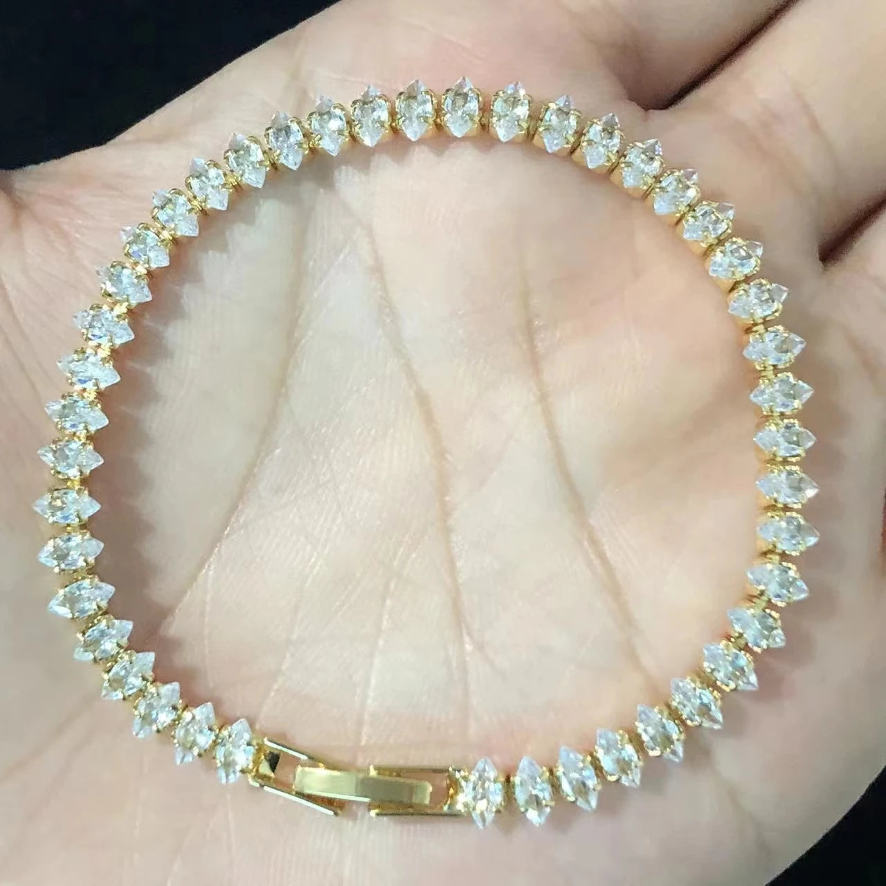 Luxus römische Kristall geometrische Kettenarmbänder für Frauen Trendige Goth Voll Strass Marquise Charm Tennis Armband Hochzeit Schmuck