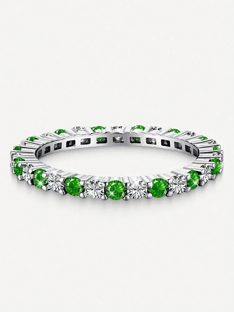 925 Sterling Silver Fashion Shiny 1.4mm Full Zircon Stackable Plain Ring For Women Daily Party Personalized Fine Jewelry