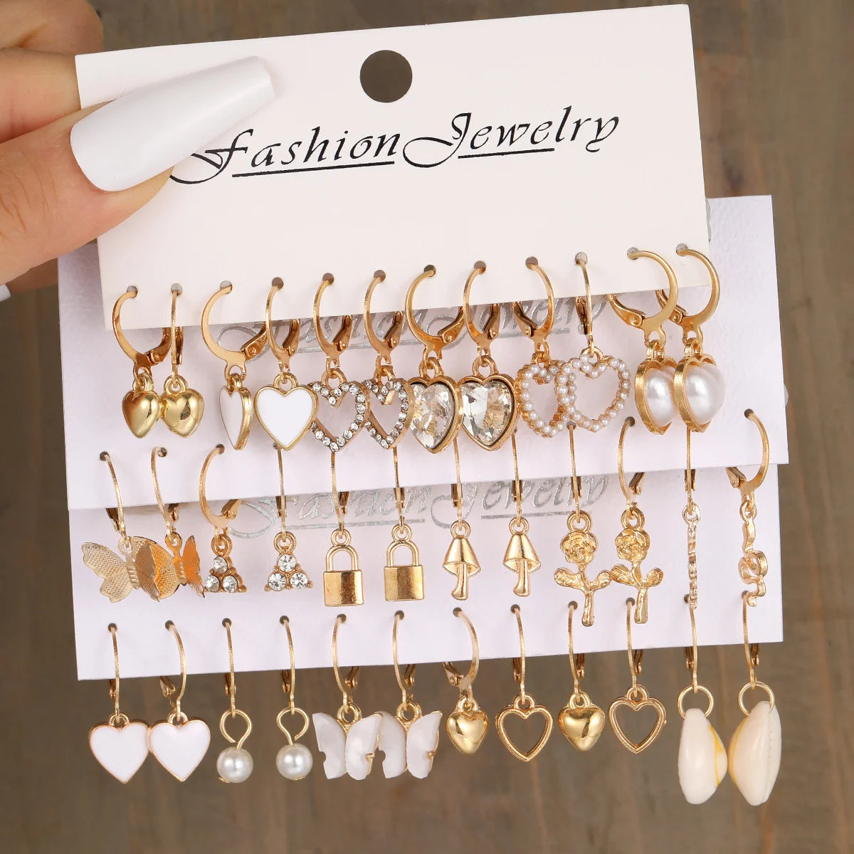 36-teiliges Boho-Herz-Ohrring-Set für Damen, goldfarben, böhmische Vintage-Perlenohrringe, europäischer und amerikanischer Schmuck, Geschenke 2024