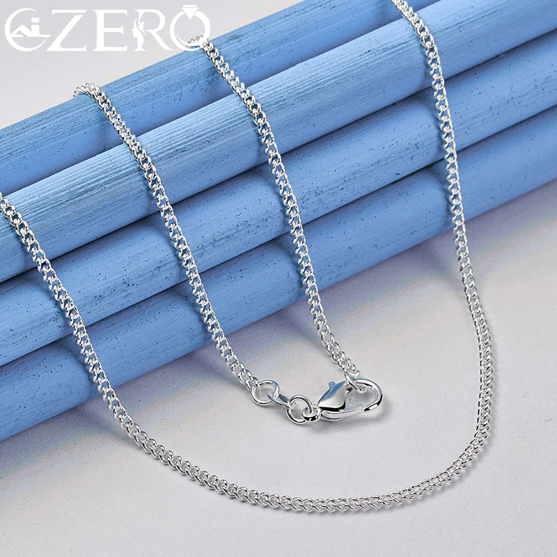 ALIZERO 40-70cm Plata de Ley 925 2mm Cadena Lateral Collar Para Mujeres Hombres Fiesta de Boda Moda Amuleto Joyería Regalo