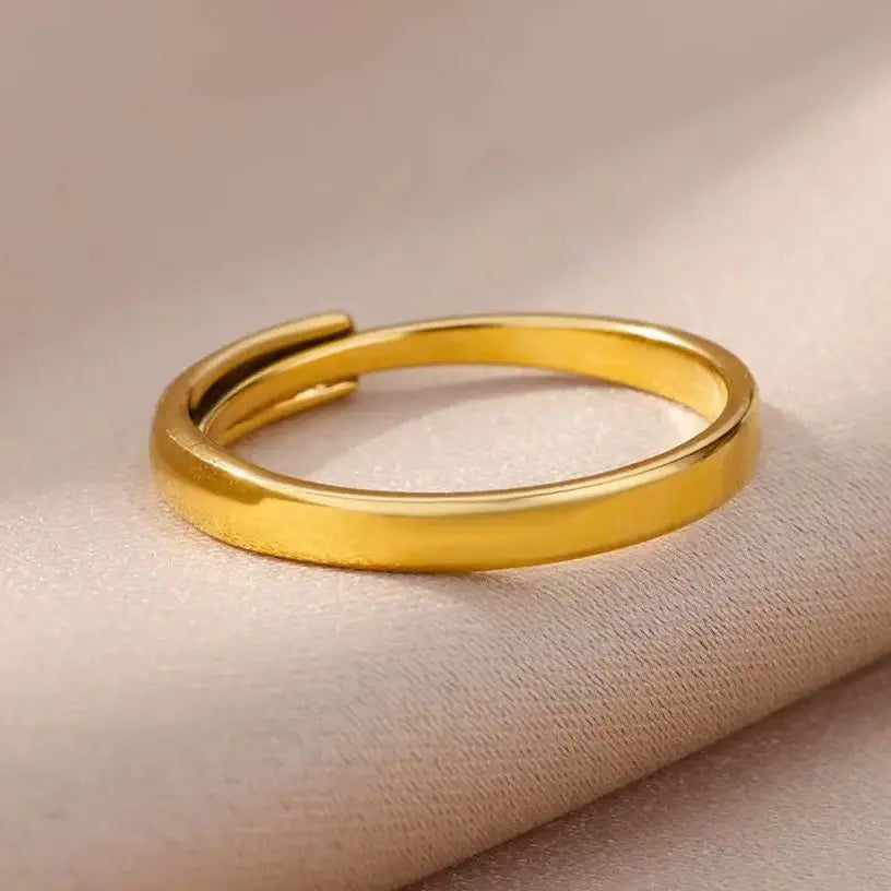 Minimalistische Edelstahlringe für Damen, goldfarben, verstellbare Fingerringe, modischer, wasserdichter Hochzeitsschmuck, Geschenk