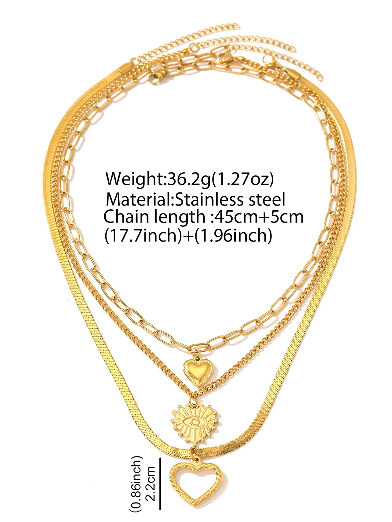 Stainless Steel Necklace Vintage Noble Texture Unique Heart Pendant Multi-style Chain Fine Necklace For Women Jewelry Party Wear