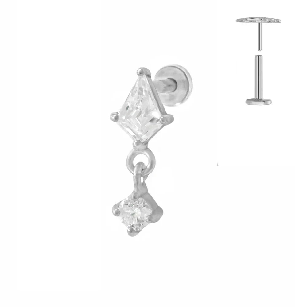ASTM F136 G23 Titan Blumen Piercing Push-In Zweig Ohrring Stecker Anhänger Gewindefreies Labret Piercing Knorpel Körperschmuck