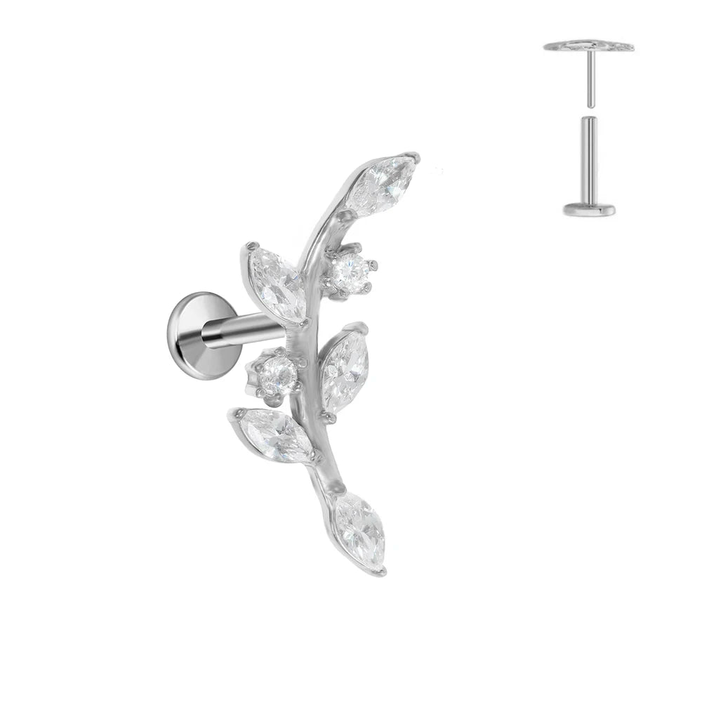 ASTM F136 G23 Titan Piercing Ast Ohrring Stecker Mond Push-In Zirkonia Gewindelos Labret Piercing 16/18/20G Knorpelkörperschmuck