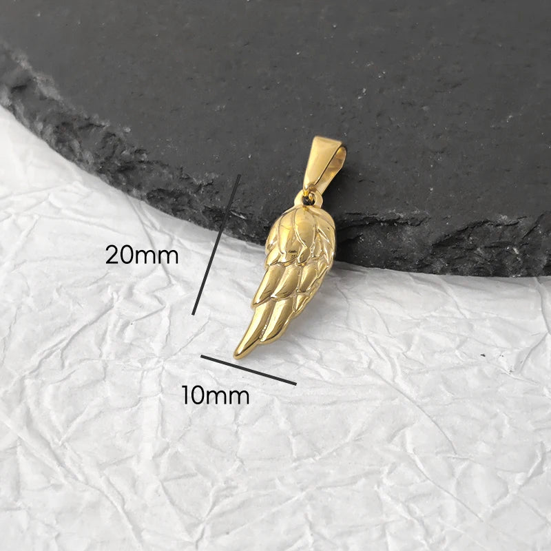 Colgante Sin Deslustre Cruz de Ángel Corazón de Acero Inoxidable Chapado en Oro Vintage para Mujer, Fabricación de Joyas para Collares