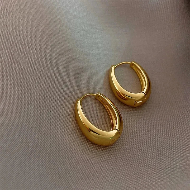 Irregular Wavy Pleated Earrings for Women Retro Trendy Copper Metal Earrings Design Simple Temperament Senior Fashion Jewelry
