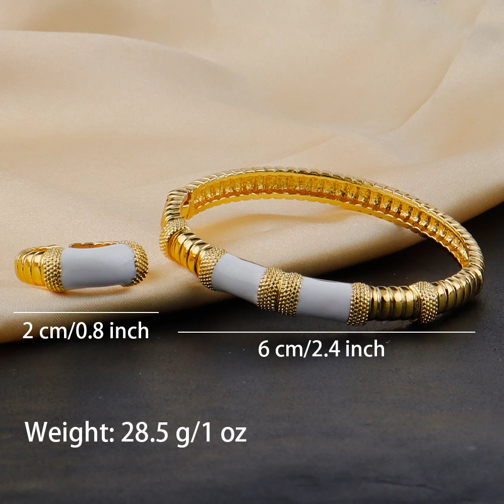 Vergoldeter Ring und Armband, nigerianisches Schmuckset, hohe Eleganz, mehrfarbig, personalisierte Armbänder, Mädchengeschenk, kostenloser Versand