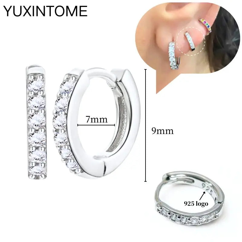 925 Sterling Silber Ohrnadel Mode Creolen Weiße Kristall Luxus Damen Silberohrringe Hochzeit Damenschmuck Geschenk