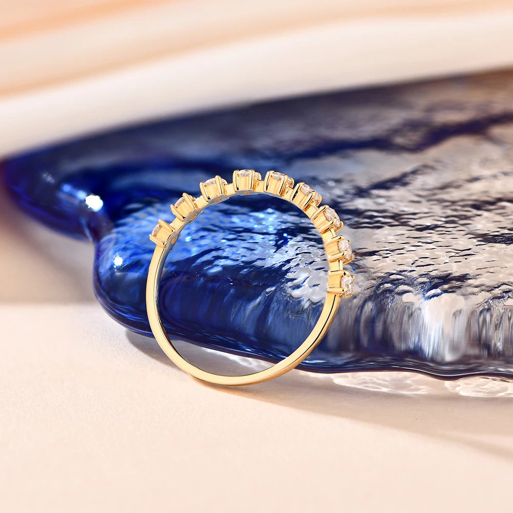 MINTYBOX Anillo de Moissanita de Plata 925 con Baño de Oro Amarillo de 10K 14K, Color D VVS1, para Compromiso o Boda, para Mujer