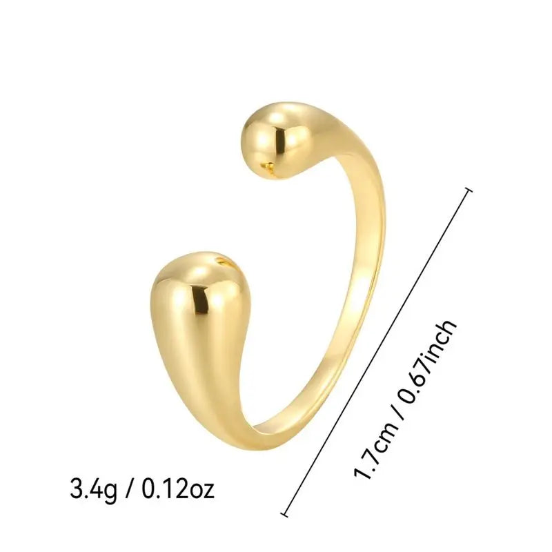 925er Sterlingsilber Glatte Doppelkügelchen Ringe für Frauen Verstellbarer goldfarbener geometrischer Hochzeits-Paarring Edelschmuck