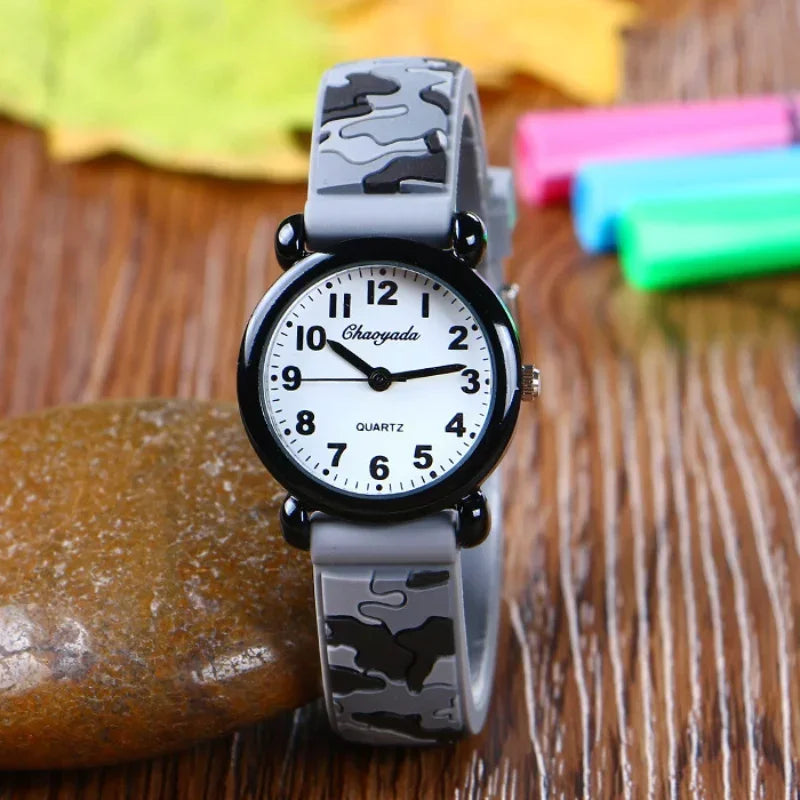 Reloj de pulsera de cuarzo con correa de camuflaje de marca para niños, relojes de dibujos animados para estudiantes, niños, niñas, deportivos, para fans del ejército, geniales, Dropshipping