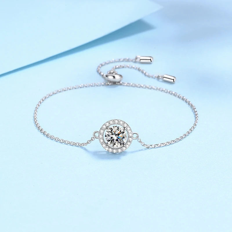 NeeTim 1ct 6.5mm Moissanit Armband für Damen 925er Sterlingsilber mit 18k vergoldet Luxus Hochzeitsfeier Armbänder Großhandel