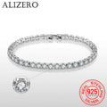 ALIZERO S925 Sterling Silber Armband Zirkonia Tennis Ball Damen Mode Schlicht Verlobung Hochzeit Charme Schmuck 4mm 16-23cm