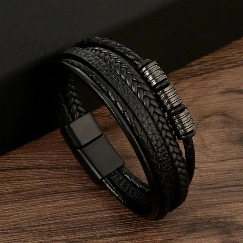 Klassisches Herren Lederarmband Neuer Stil Handgewebt Mehrschichtige Kombination Accessoire Mode Herrenschmuck Großhandel Dropshipping