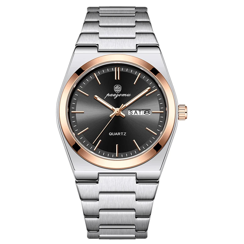 PAAZOMU Reloj de cuarzo ultrafino para hombres y mujeres, estilo minimalista, impermeable, luminoso, correa cómoda, regalo para la oficina diaria