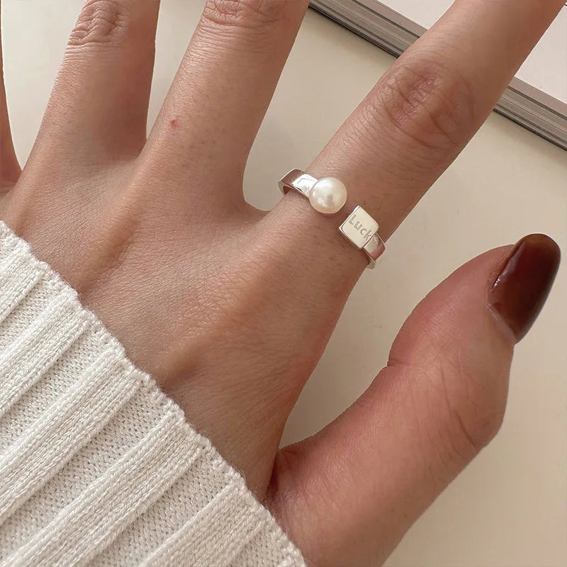 VENTFILLE Anillo de plata de ley 925 con diseño de gotas de agua irregulares, estilo retro simple, hecho a mano, para mujer