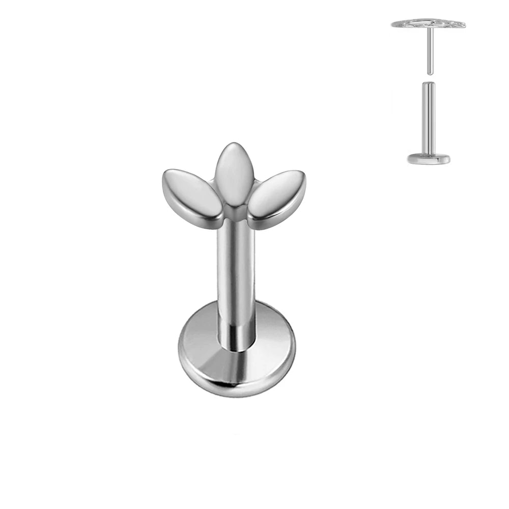 ASTM F136 G23 Titan Herzförmiger Ohrstecker 16G 18G 20G Threadless Piercing Butterfly Push-in Lippenstecker Daith Labret Conch
