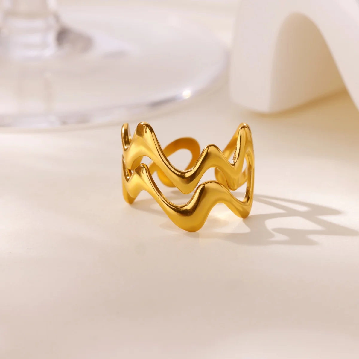 Ozean Seestern Muschel Offene Ringe Für Frauen Goldfarben Edelstahlring Sommer Strand Ästhetik Wasserdichter Schmuck Geschenk