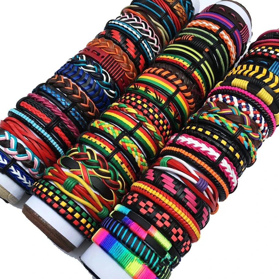 5 Stücke/Los Vintage Leder Charm Armbänder Für Frauen Mix Styles Verstellbares Armband Männer Mode Party Schmuck Zubehör