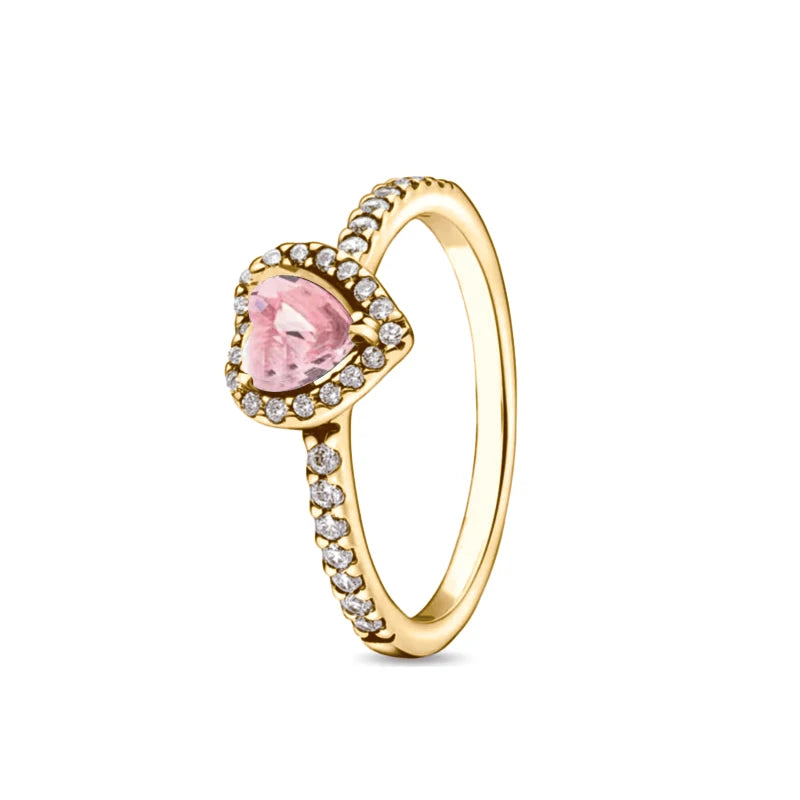 925er Silber Herz-Stein-Ring Neu Heiß Verkaufend Rosa Weiße Ringe Geeignet für jeden Anlass Passendes DIY Geburtstagsgeschenk