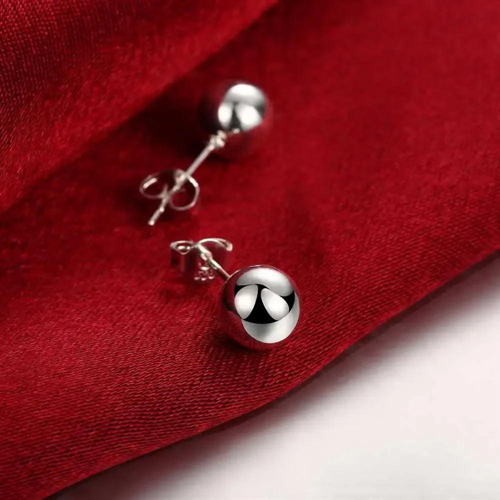 925 Sterlingsilber klassische 8 mm 10 mm Perlen Ohrstecker für Damen Mode Weihnachtsgeschenke Street All-Match Party Schmuck