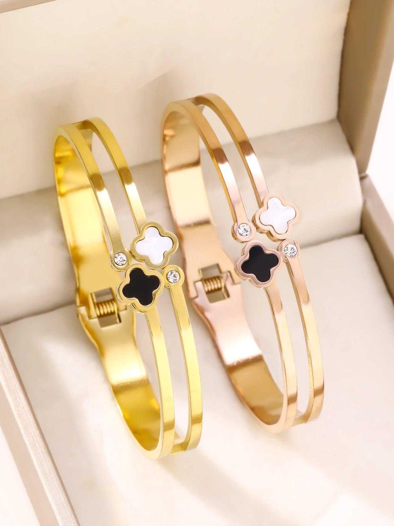 1 Stück/Set Damen Hochzeitsschmuck Party Feiertag Valentinstag Geschenk Edelstahl Armband 18K vergoldet Armband