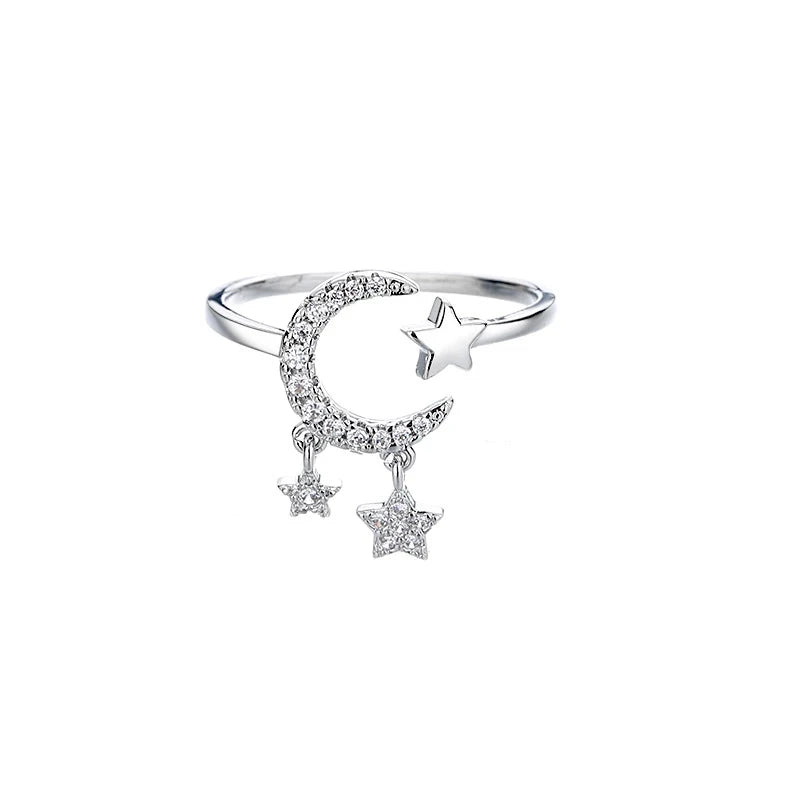 VENTFILLE 925er Silber Mond Quaste Öffnung Weiblich Mode Ins Ring