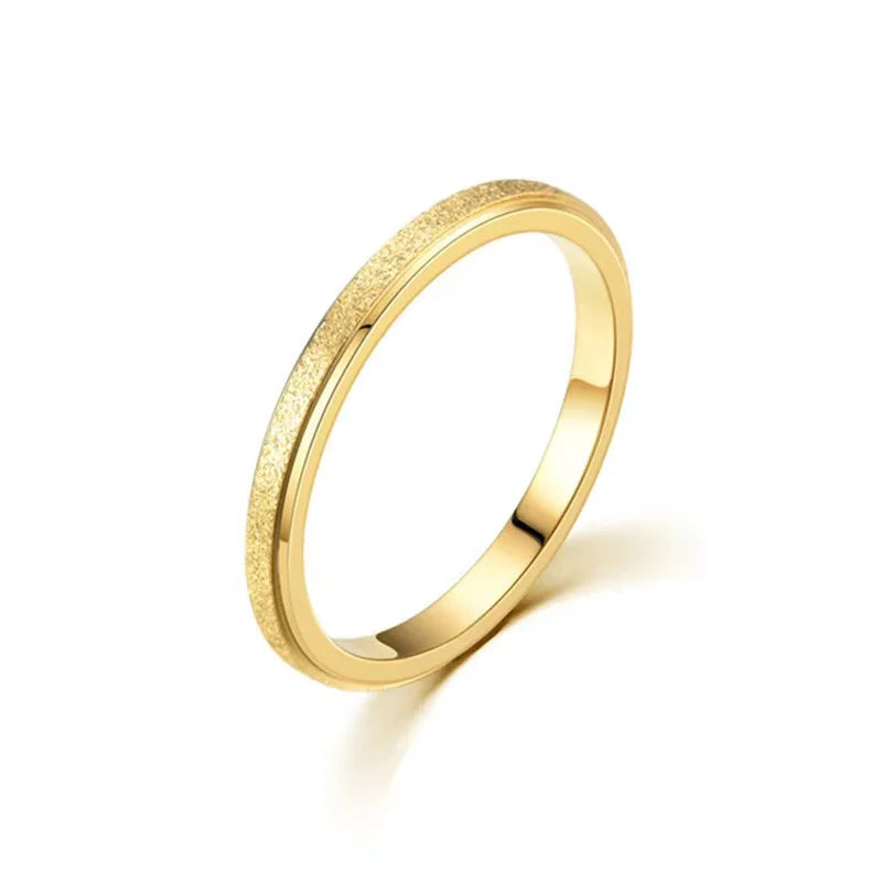 SUNIBI Anillo de acero inoxidable esmerilado para mujer, moda, anillos de dedo de Color dorado simple, regalos de boda, joyería para niñas al por mayor