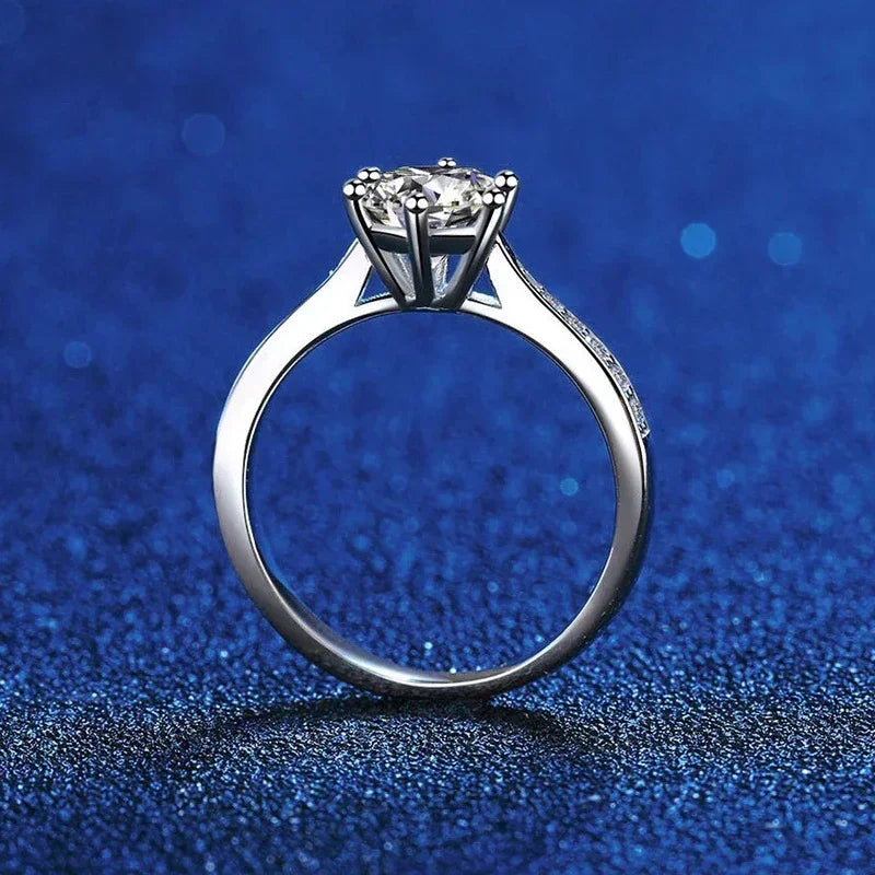 NeeTim Echter 3 Karat Moissanit-Verlobungsring für Damen, 925er Sterlingsilber, runder Brillant, Labor-Diamant-Verlobungsringe Geschenk