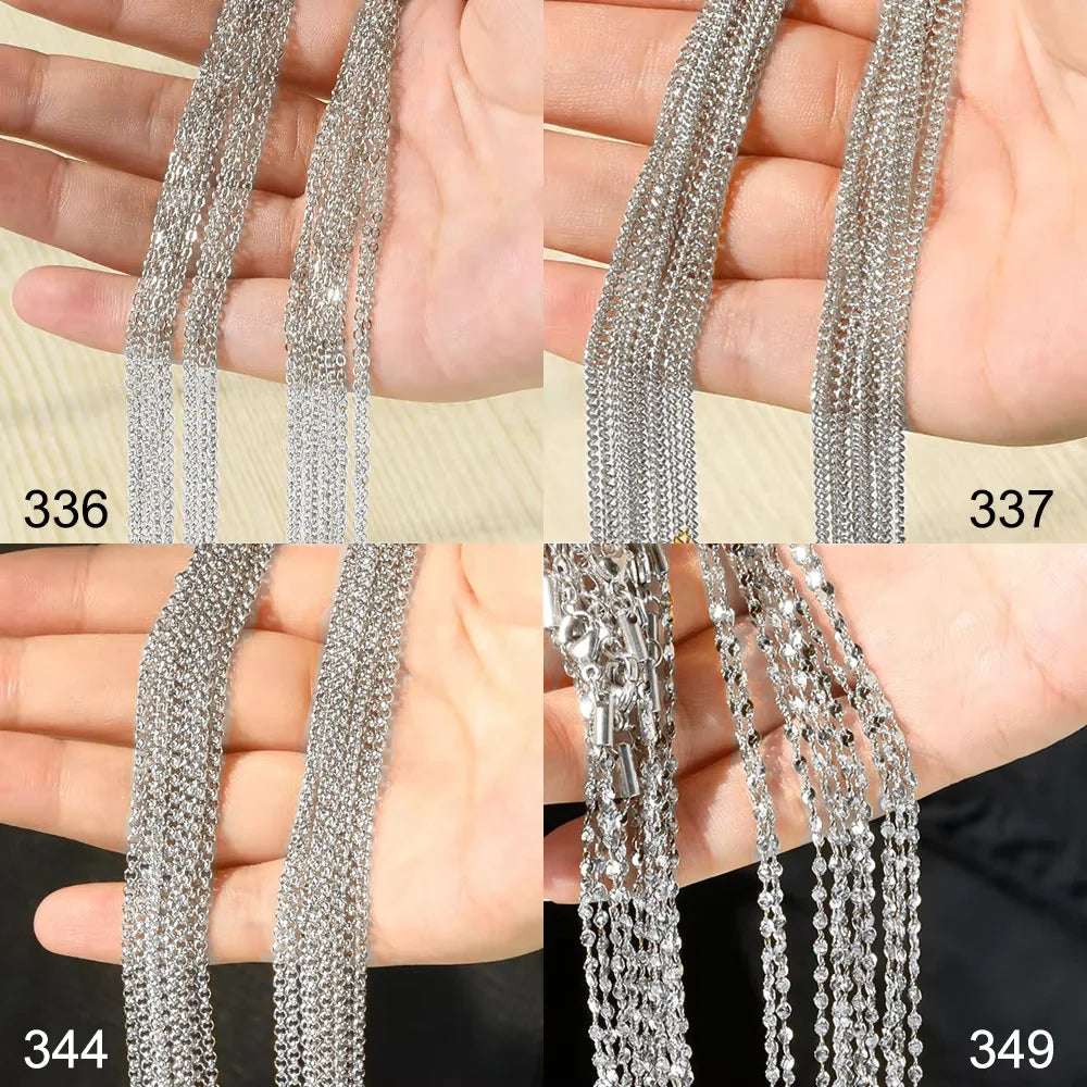 10pcs/Lot 45cm Stainless Steel Golden/Silvery Color 304 Chains Necklace Women Jewelry Making Accessories DIY Handmade Supplies