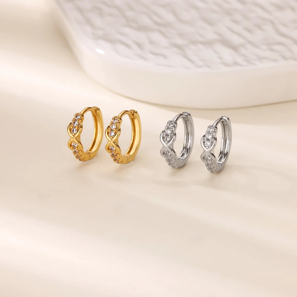 Niedliche geometrische Creolen für Damen, Edelstahl, goldfarben, Kreuz-Unendlichkeits-Ohrringe, Trend 2025, Piercing-Hochzeitsschmuck