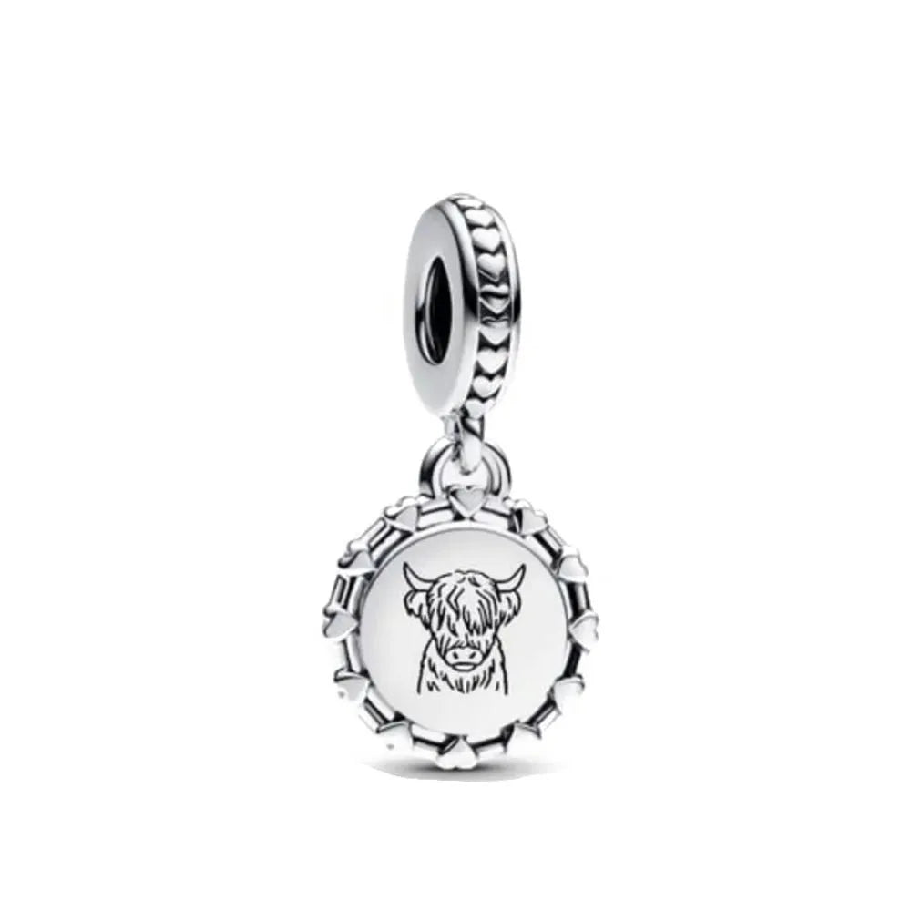 2026 Neuer S925 Silber Hohl-Elefant Affe Auto Anhänger Passend für Original Armband DIY Zubehör Damen Charm Schmuck Geschenke