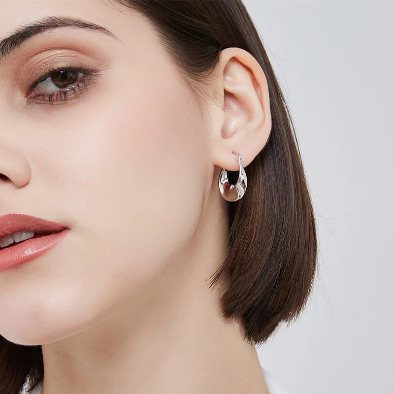 Nuevos pendientes de plata de ley 925 con forma irregular, encantadores, personalizados, de moda, regalo de cumpleaños para mujer, joyería fina