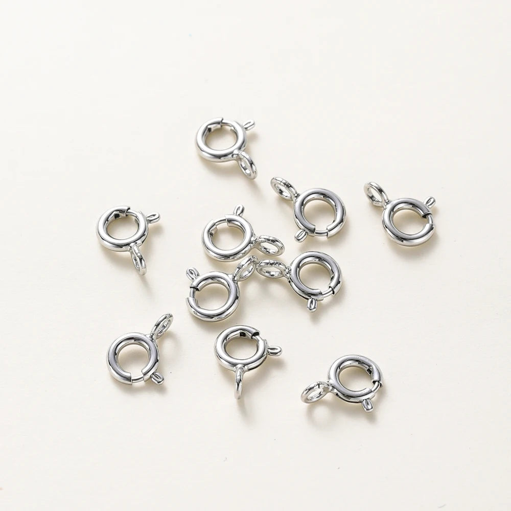 10 piezas/Cierre de resorte redondo de oro de 14K 18K con anilla abierta para accesorios de fabricación de cadenas de collares de joyería DIY