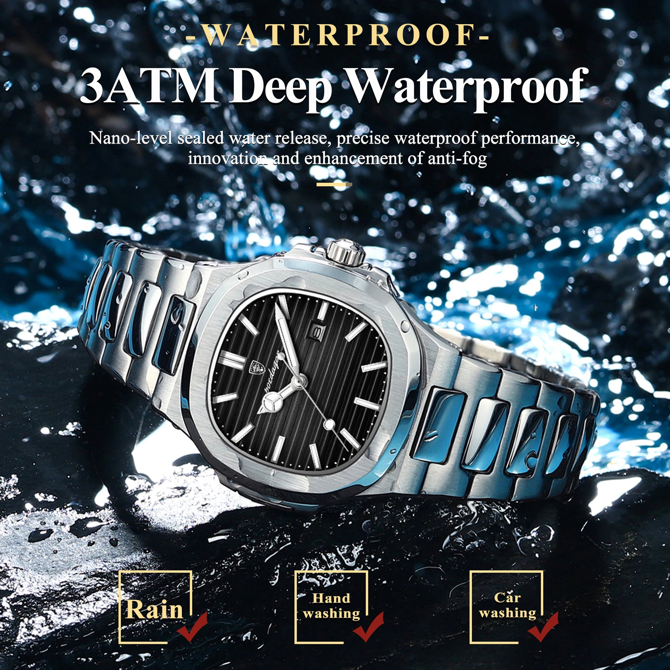 POEDAGAR Elegantes relojes de cuarzo para mujer, impermeables, luminosos, con fecha, reloj de pulsera para mujer, reloj de moda de acero inoxidable para mujer, Reloj