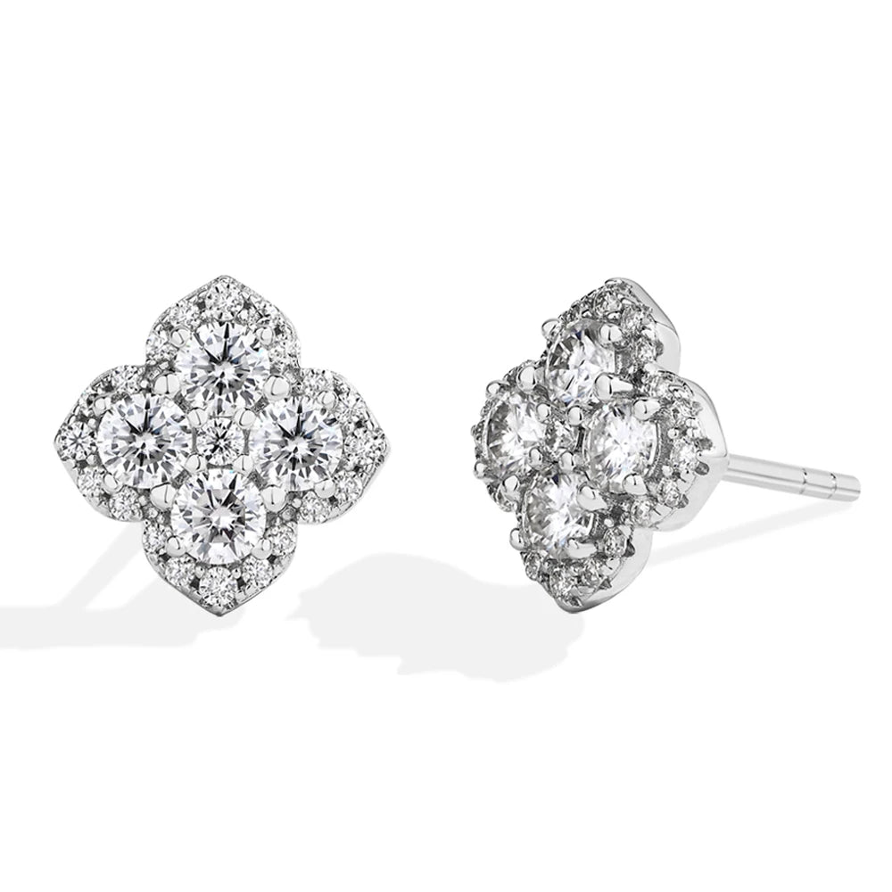 MINTYBOX S925 Silber D/VVS1 Moissanit Ohrstecker für Damen Klee Labor Diamant Ohrringe 1.054ctw Luxus Hochzeit Edelschmuck