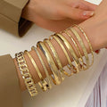 10 Stück Punk Trendige Mehrschichtige Armbänder Set für Damen Elegante Zarte Verdrehte Funkelnde Verstellbare Armreifen Schmuck Paare Geschenke