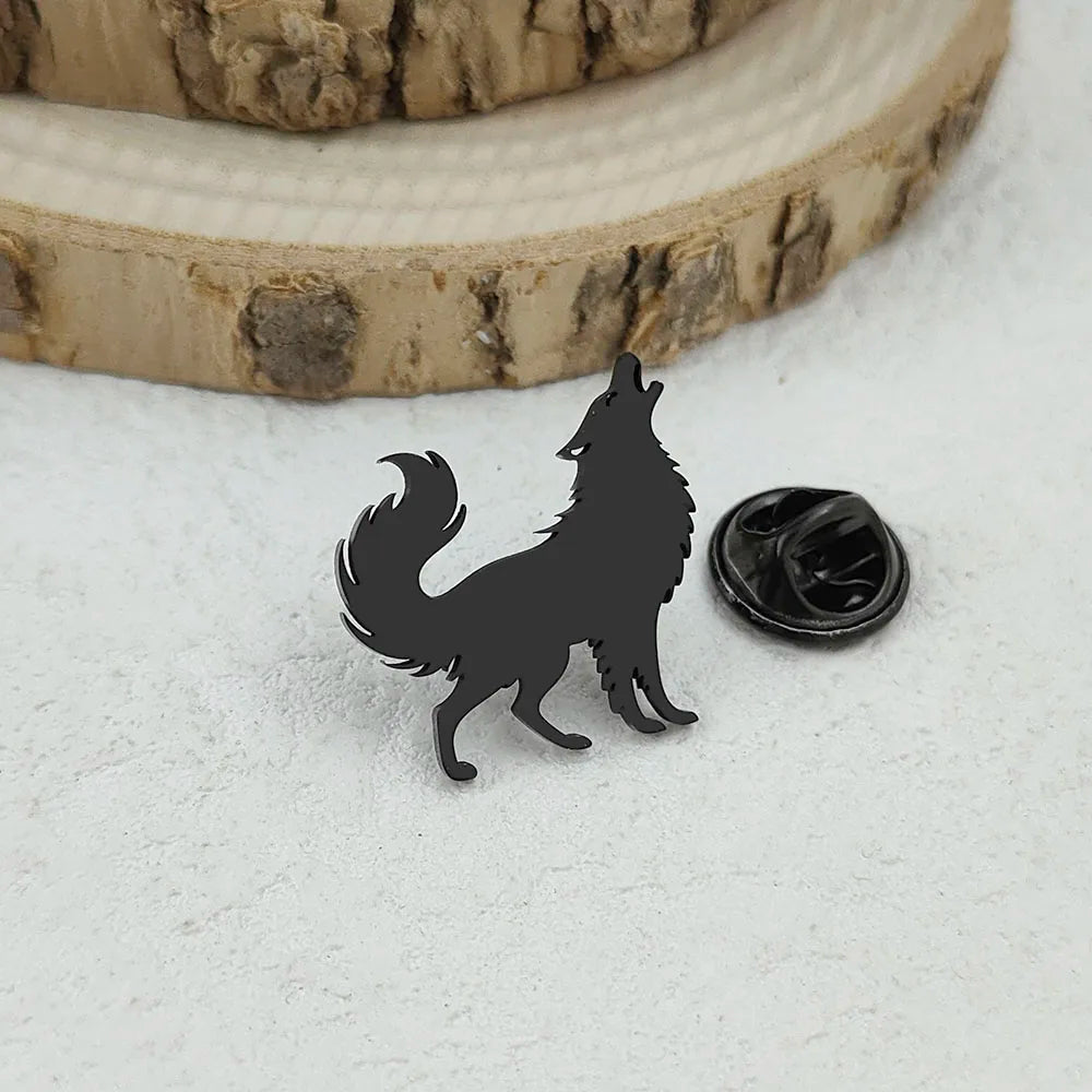 Creative Lonely Wolf Stainless Steel Brooch, Waterproof and Fading Badge Set, Suit Lapel Pin, Wedding Party Wear