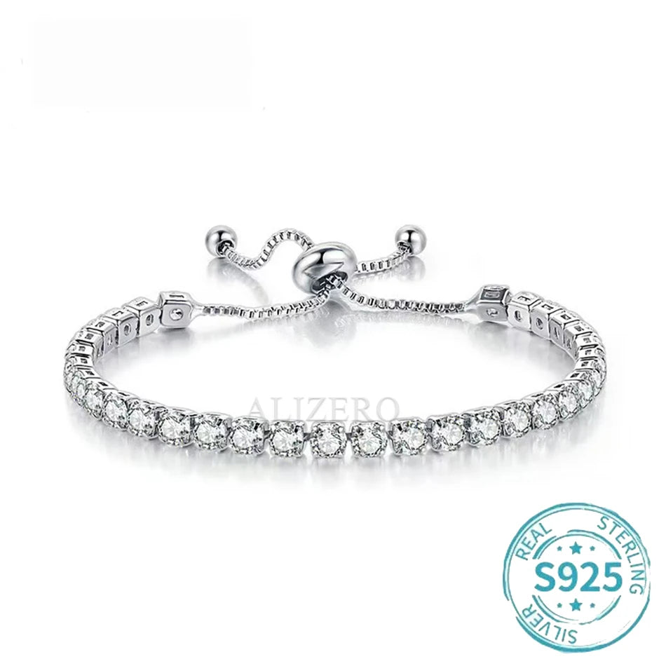 ALIZERO S925 Sterling Silber Armband Original Mehrfarbige Zirkonia Tennisarmbänder für Damen Mode Luxus Charm Schmuck